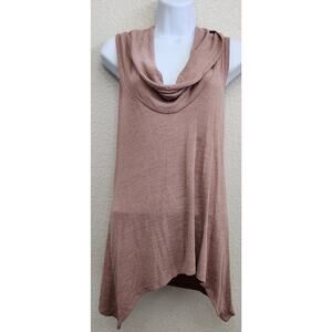 Ultra Teeze Dusty Rose Cowl Neck Sleeveless Top Large Lightweight Flowy Soft
